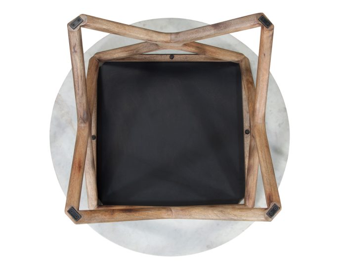 Mesa de cóctel redonda Wyman Banswara de 91 cm con cubierta de mármol blanco 