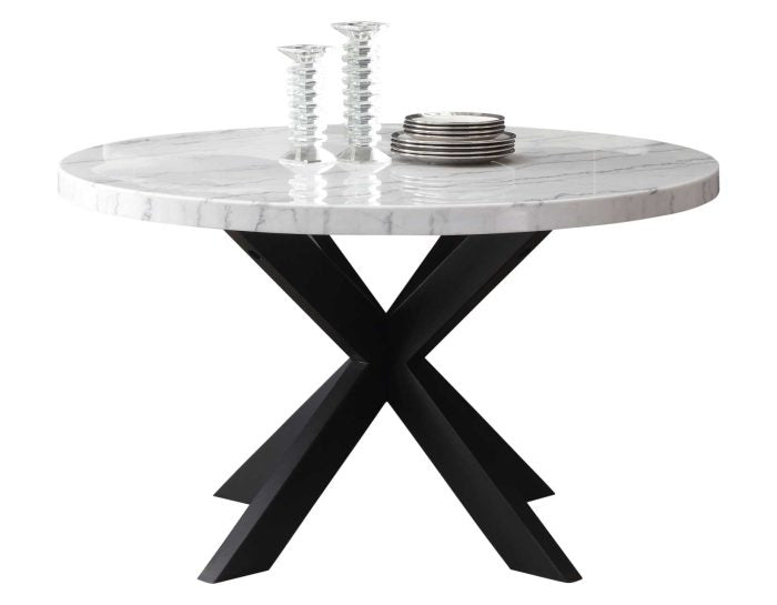 Juego de comedor redondo Xena de 5 piezas de mármol blanco de 52 pulgadas
