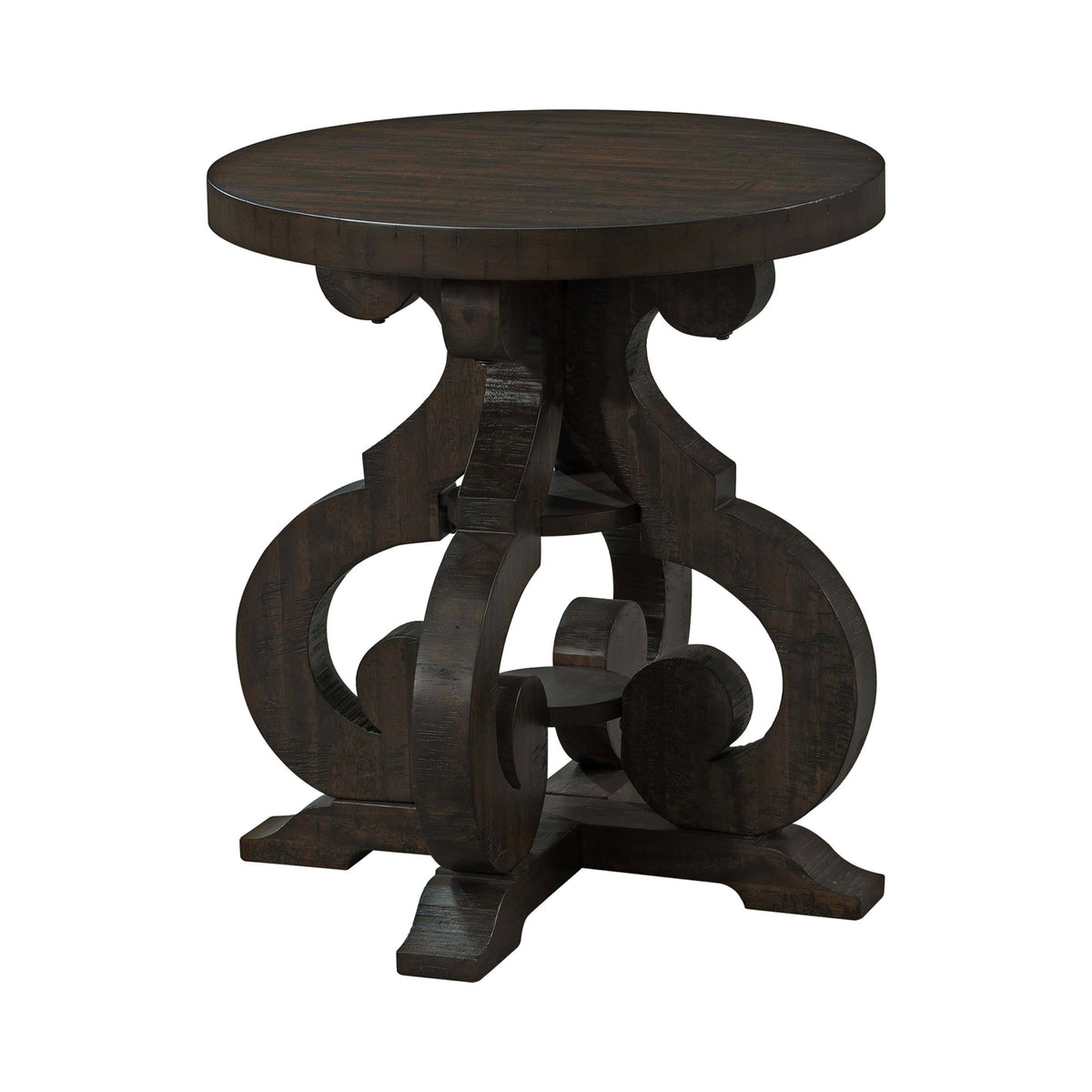 Stone Occasional Round Side Table With Pu Base