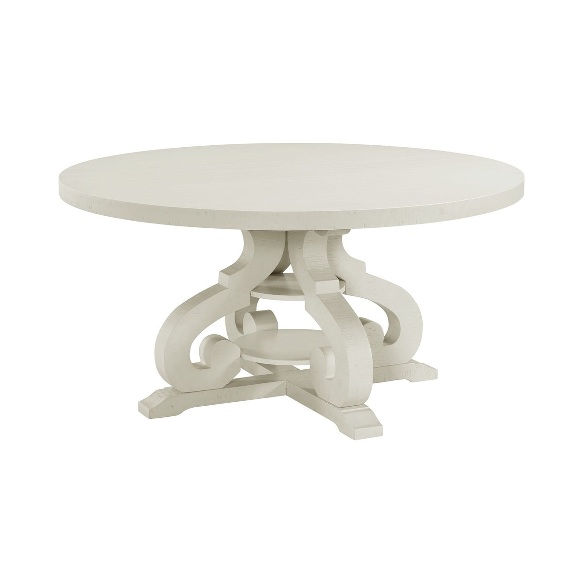 Stone Round Dining Table W/Pu Base In White