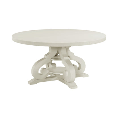 Stone Round Dining Table W/Pu Base In White