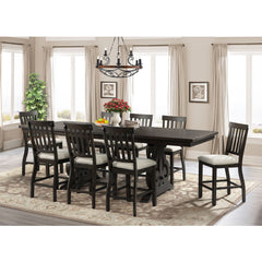 Stone Counter Height 9PC Dining Set - Table & 8 Slat Back Chairs