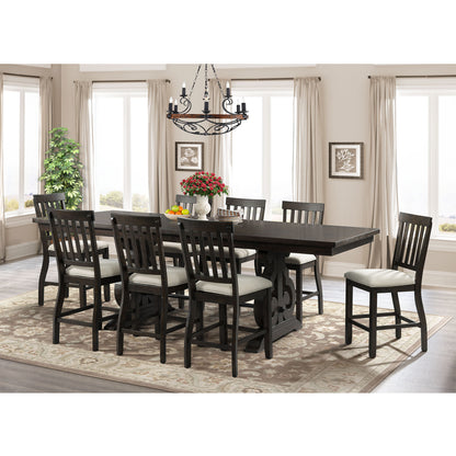 Stone Counter Height 9PC Dining Set - Table & 8 Slat Back Chairs