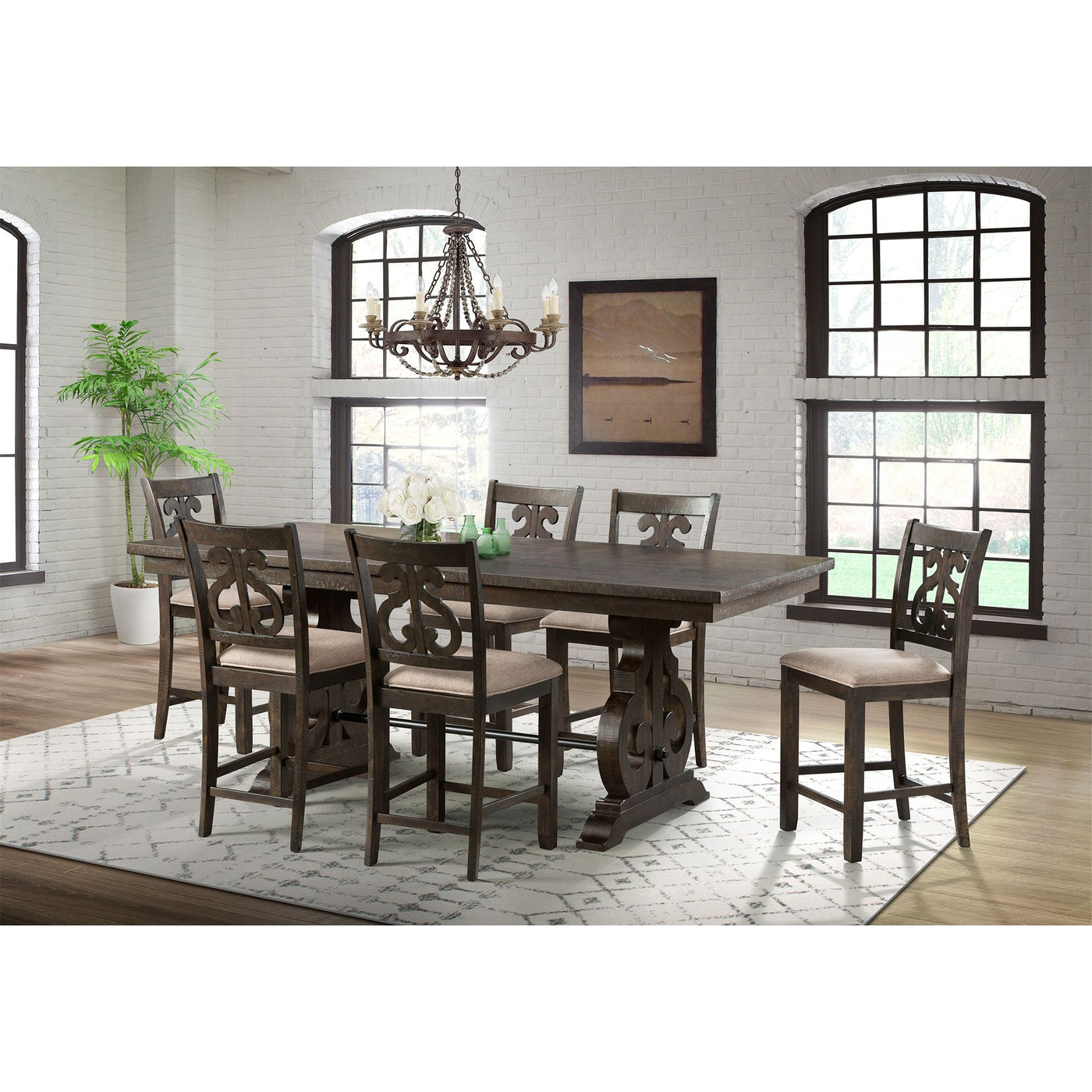 Stone Counter Wooden Swirl Back Side Chair Charcoal (2 Per Pack)