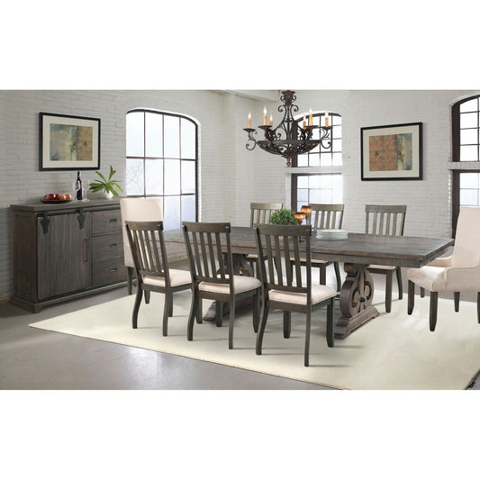 Stone Dining 10pc Set-Table, 6 Side Chairs, 2 Parson Chairs, & Server