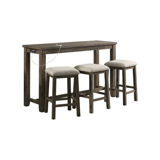Stone Occasional Bar Table Single Pack Gray Finish (Table + Three Stools)