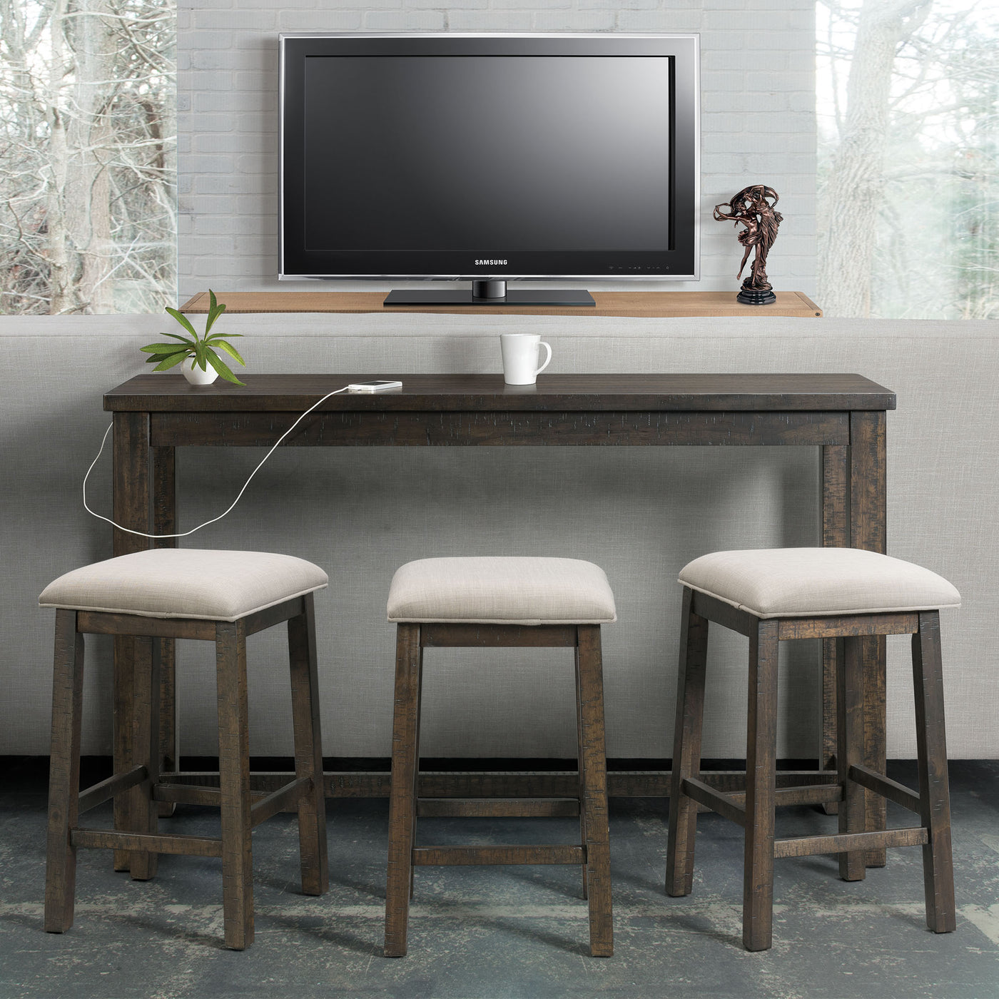 Paquete individual de mesa de bar auxiliar Stone en blanco