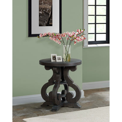Stone Occasional Round Side Table With Pu Base