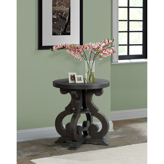 Stone Occasional Round Side Table With Pu Base