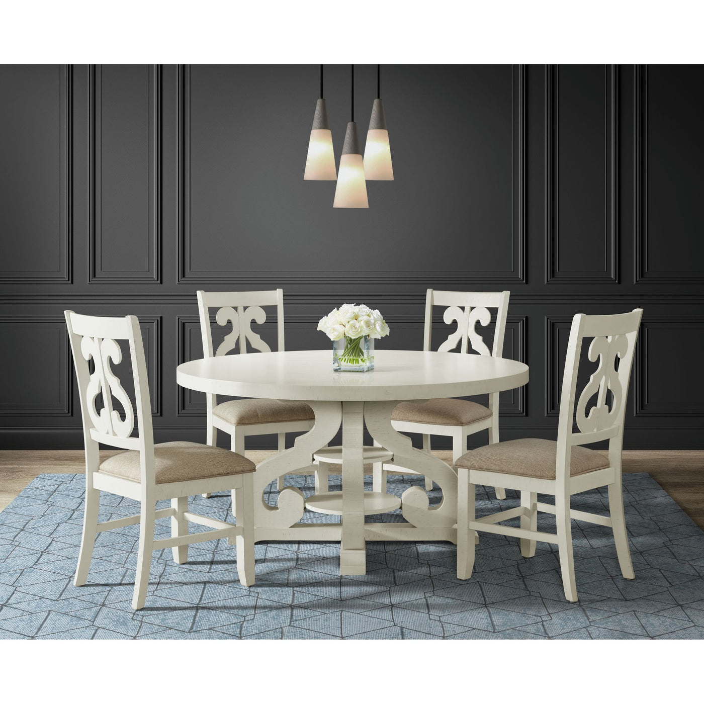 Stone Round Dining Table W/PU Base in White