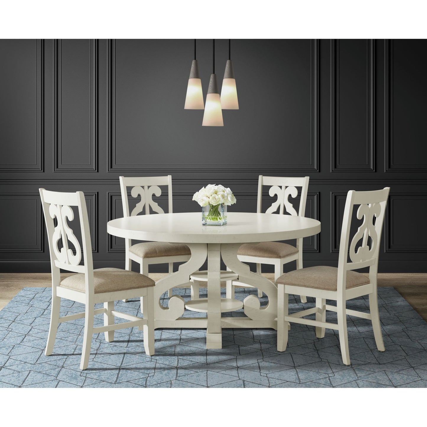 Stone Round Dining Table W/PU Base in White