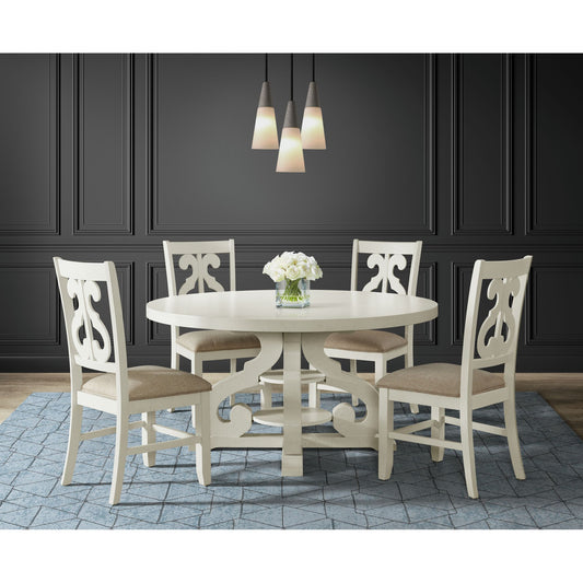 Stone Round Dining Table W/PU Base in White