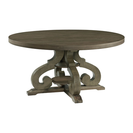 Stone Round Dining Table W/PU Base Gray Finish