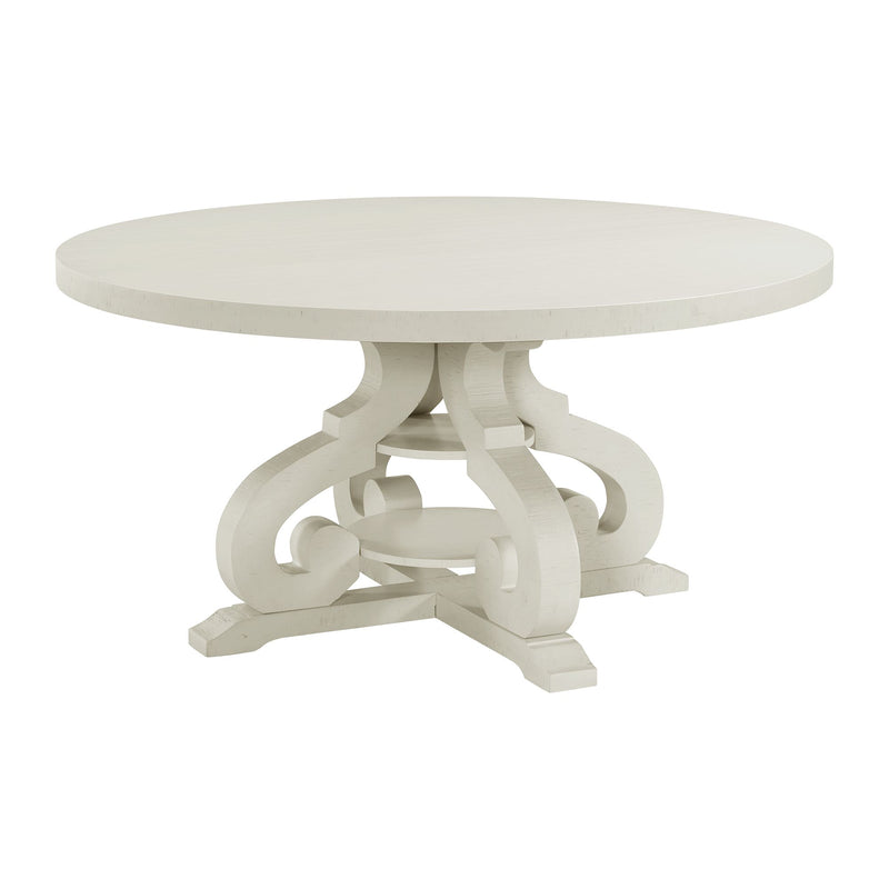 Stone Round Dining Table W/Pu Base In White