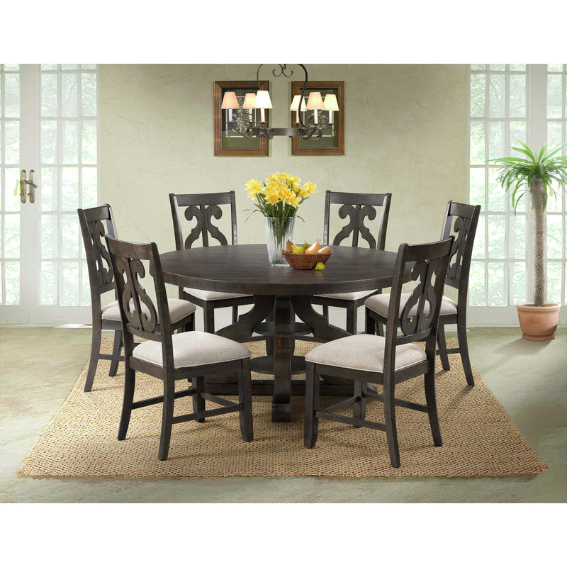 Stone Round 7PC Dining Set-Round Table & 6 Chairs