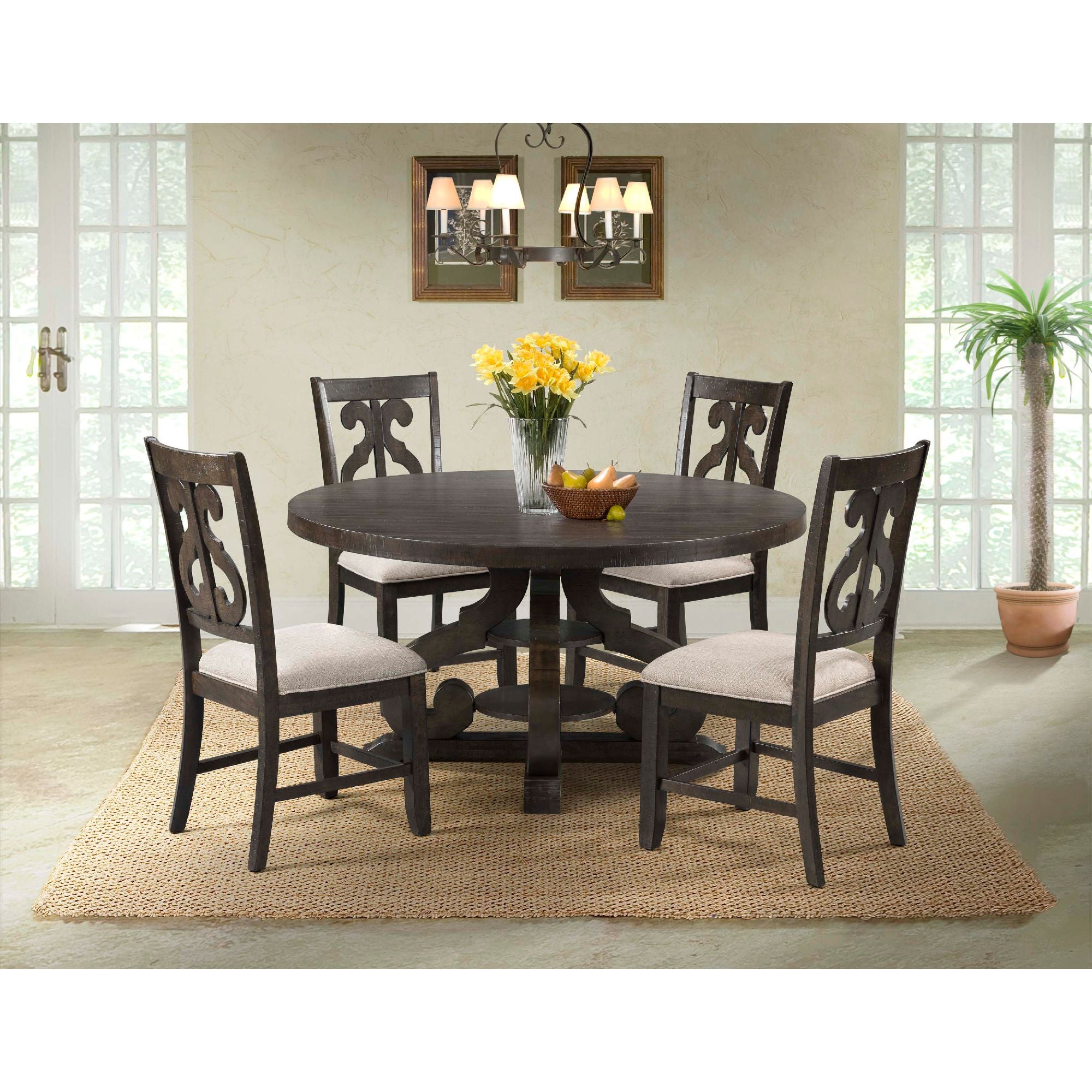 Stone Wooden Swirl Back Side Chair (2 Per Pack)