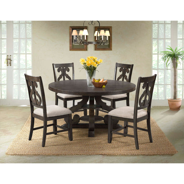 Stone Round 5PC Dining Set-Round Table & 4 Chairs