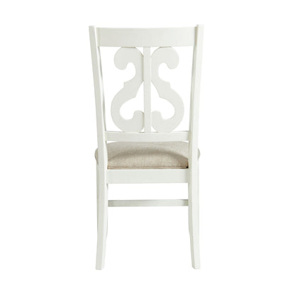 Stone Wooden Swirl Back Side Chair in White (2 Per Pack)
