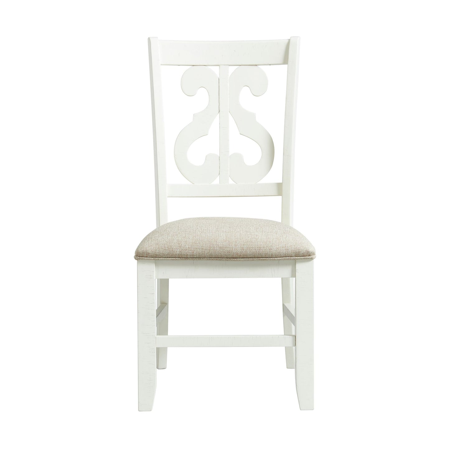 Stone Wooden Swirl Back Side Chair in White (2 Per Pack)