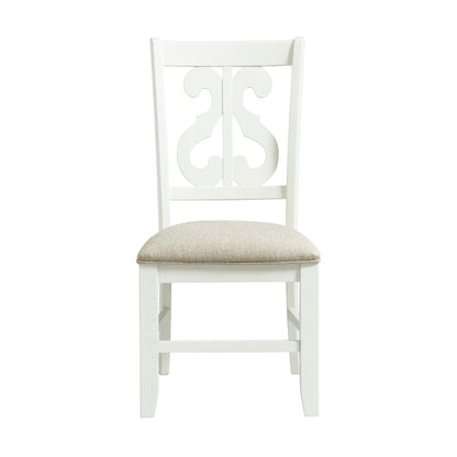 Stone Wooden Swirl Back Side Chair in White (2 Per Pack)
