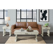 Stone Occasional Square Side Table With Pu Base in White