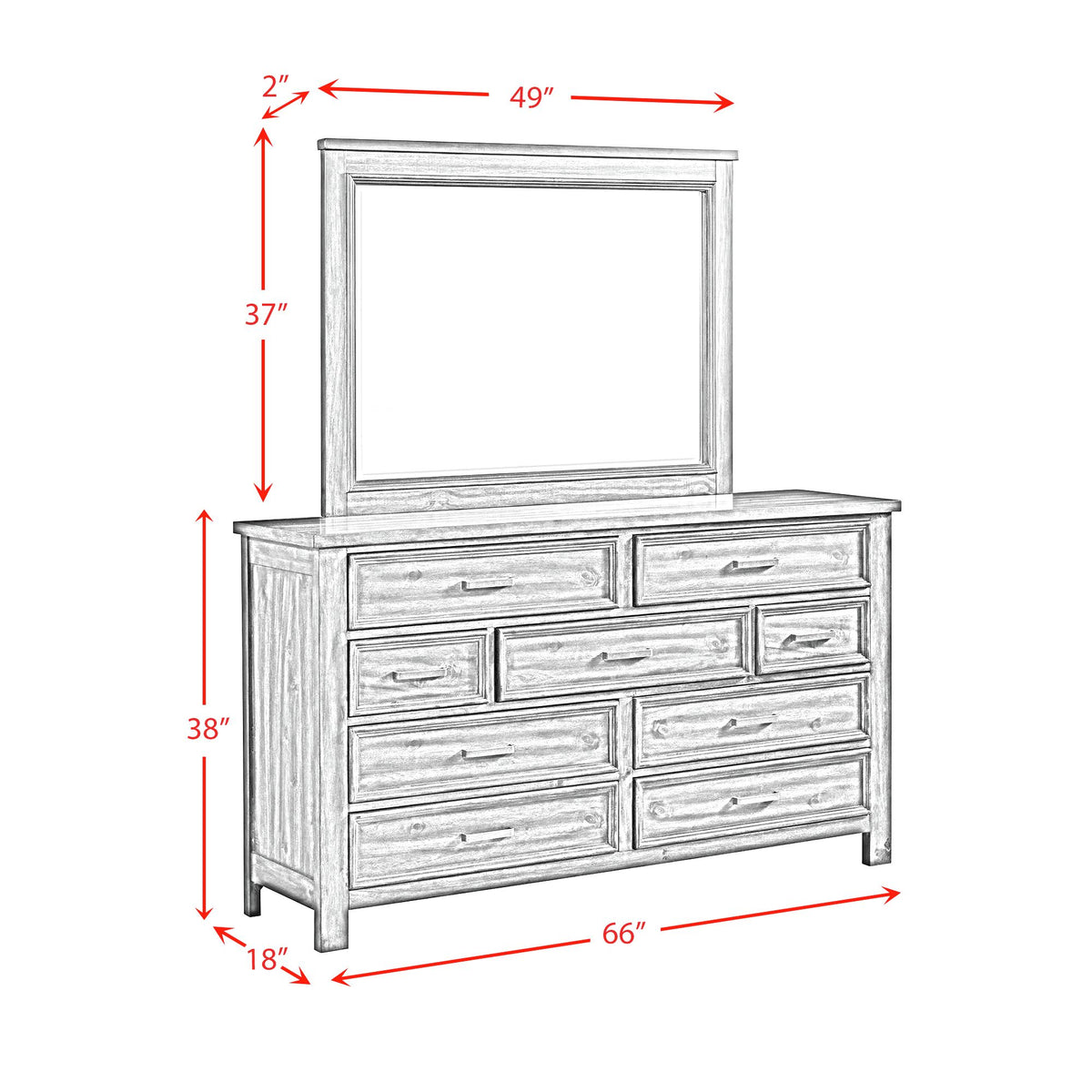 Sullivan Dresser and Mirror Set in Rich Cherry