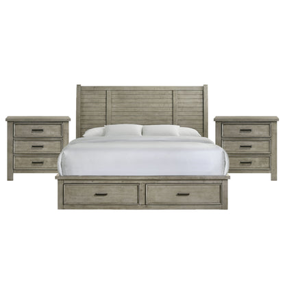 Sullivan King Storage 3PC Bedroom Set with 2 Nightstands in Drift Grey