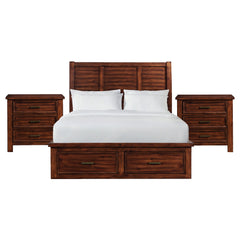 Sullivan Queen Storage 3PC Bedroom Set with 2 Nightstands in Rich Cherry