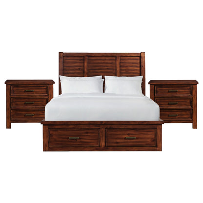 Sullivan Queen Storage 3PC Bedroom Set with 2 Nightstands in Rich Cherry