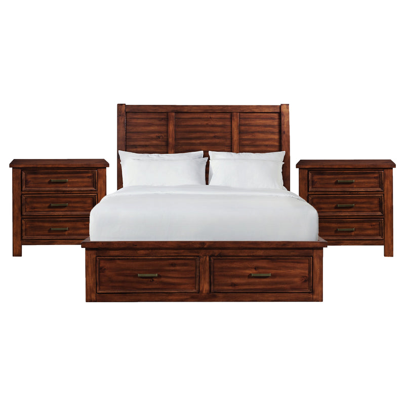 Sullivan Queen Storage 3PC Bedroom Set with 2 Nightstands in Rich Cherry