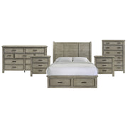 Sullivan Queen Storage 5PC Bedroom Set with 2 Nightstands, Dresser & Chest in Drift Grey