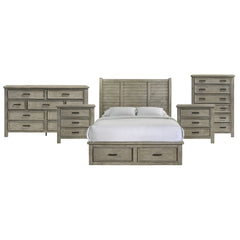 Sullivan Queen Storage 5PC Bedroom Set with 2 Nightstands, Dresser & Chest in Drift Grey