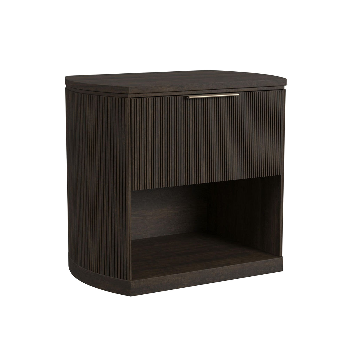 Sylvie 1-Drawer Nightstand With Touch Light In Dark Brown Led