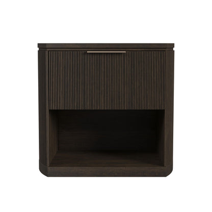 Sylvie 1-Drawer Nightstand with Touch Light in Dark Brown LED