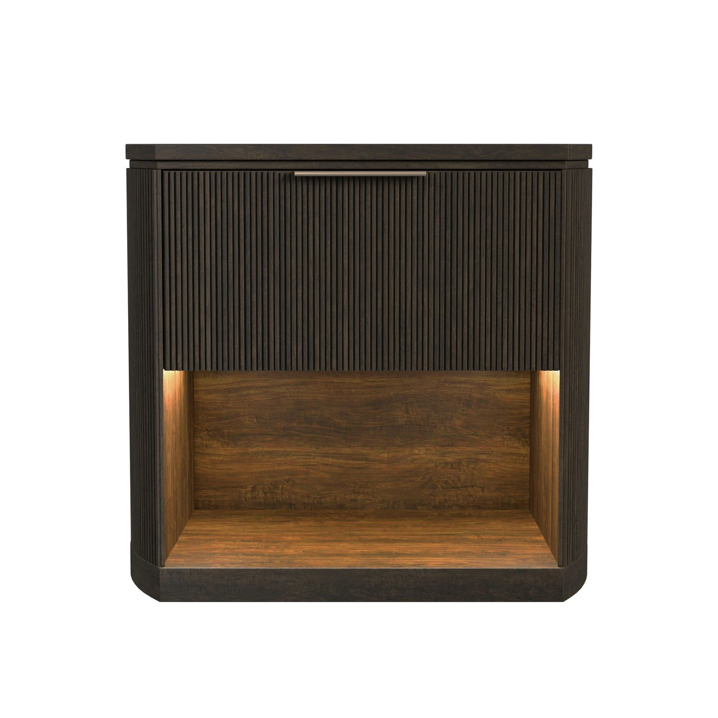 Sylvie 1-Drawer Nightstand with Touch Light in Dark Brown LED