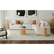 Sylvie 3PC Occasional Table Set with White Faux Marble Top and Base in Natural-Coffee Table & Two End Tables