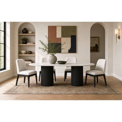 Sylvie 5PC Standard Height Dining Set in Black with Grain-Oval Table and Four Chairs