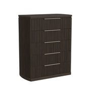 Sylvie Queen UPH 3PC Bedroom Set with White Fabric in Dark Brown