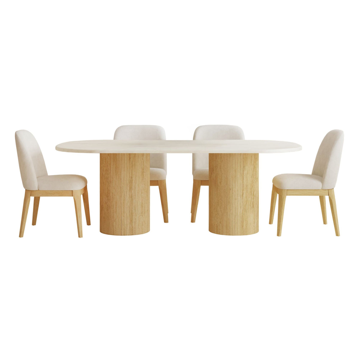 Sylvie 5PC Standard Height Dining Set in Natural-Oval Table and Four Chairs