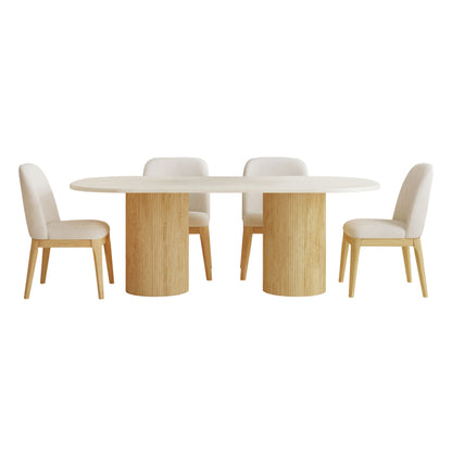 Sylvie 5PC Standard Height Dining Set in Natural-Oval Table and Four Chairs