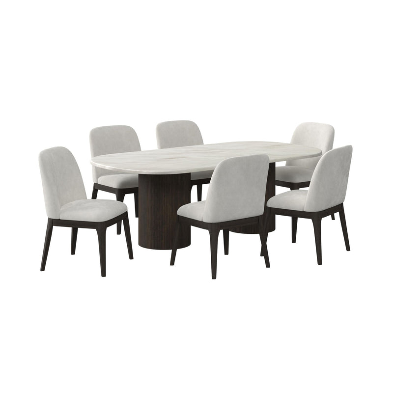 Sylvie 7PC Standard Height Dining Set in Dark Brown-Oval Table and Six Chairs