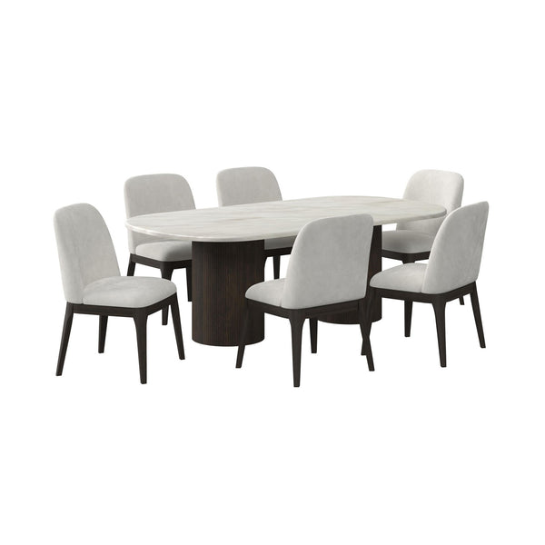 Sylvie 7PC Standard Height Dining Set in Dark Brown-Oval Table and Six Chairs
