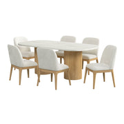 Sylvie 7PC Standard Height Dining Set in Natural-Oval Table and Six Chairs