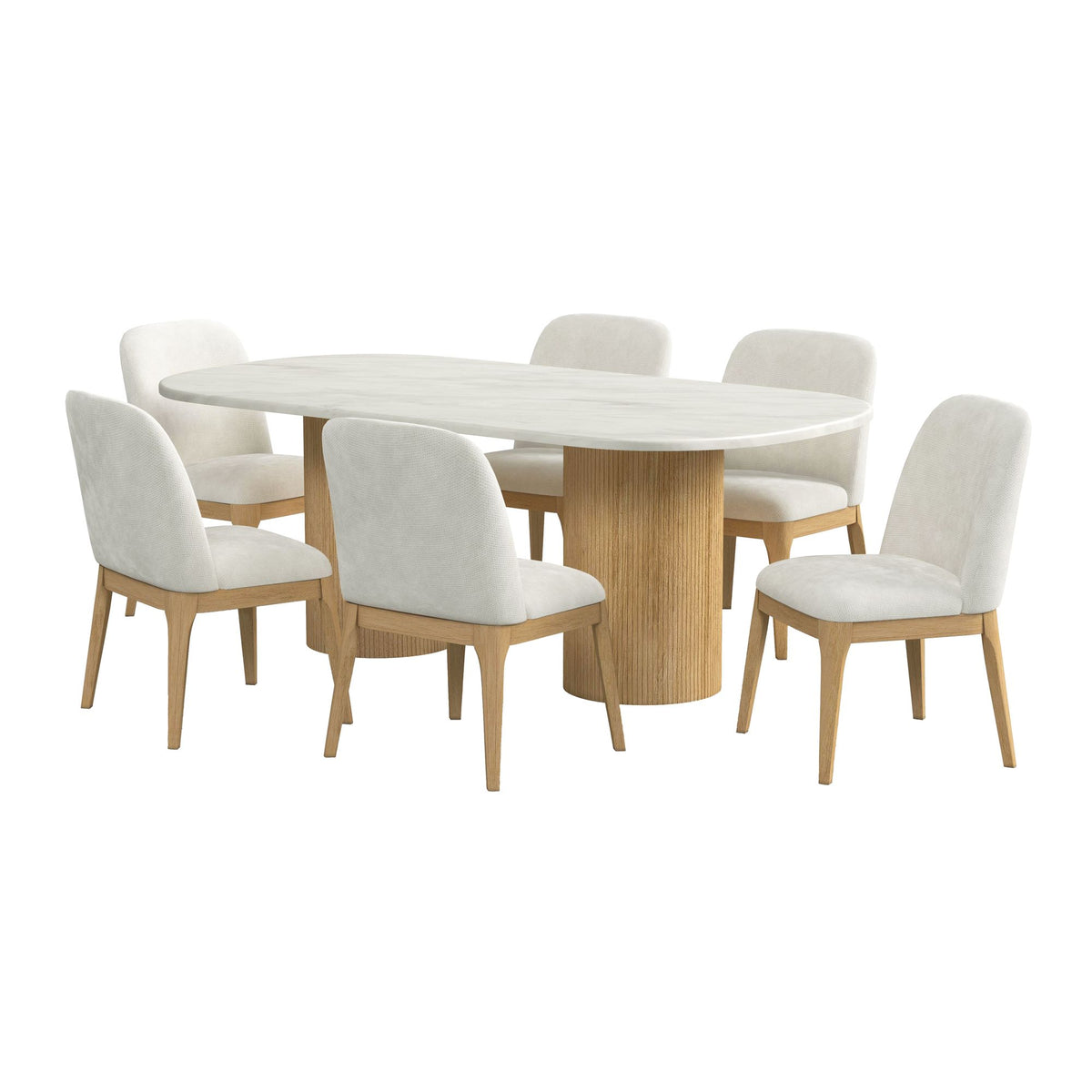 Sylvie 7PC Standard Height Dining Set in Natural-Oval Table and Six Chairs