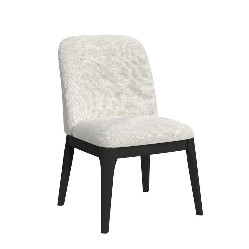 Sylvie Dining Side Chair with White Fabric in Black with Grain (Set of 2)