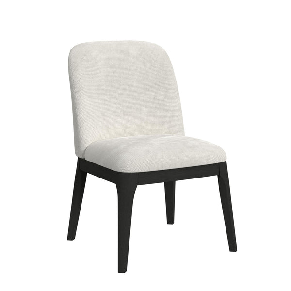 Sylvie Dining Side Chair with White Fabric in Black with Grain (Set of 2)