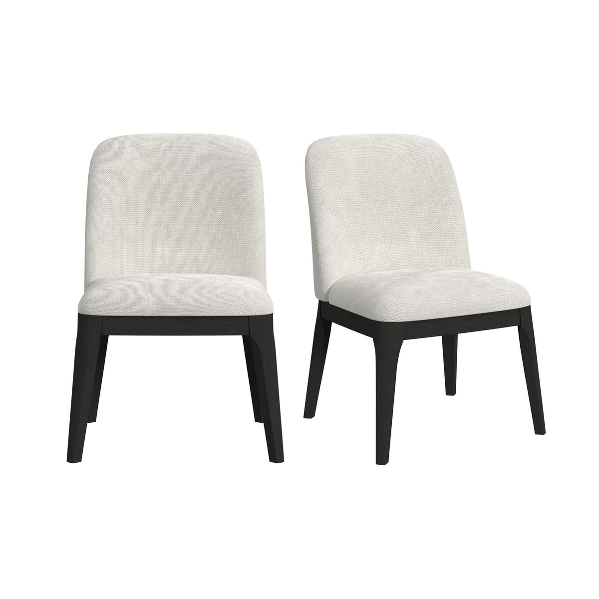 Sylvie Dining Side Chair with White Fabric in Black with Grain (Set of 2)