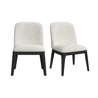 Sylvie Dining Side Chair with White Fabric in Black with Grain (Set of 2)