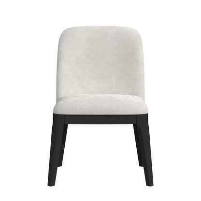 Sylvie Dining Side Chair with White Fabric in Black with Grain (Set of 2)