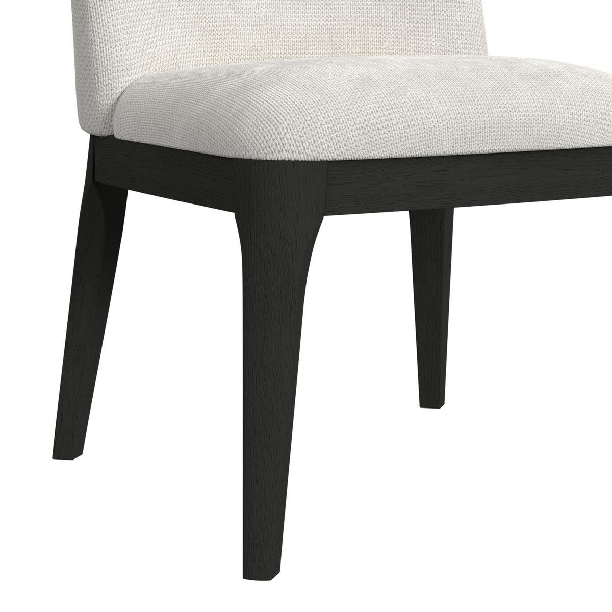 Sylvie Dining Side Chair with White Fabric in Black with Grain (Set of 2)